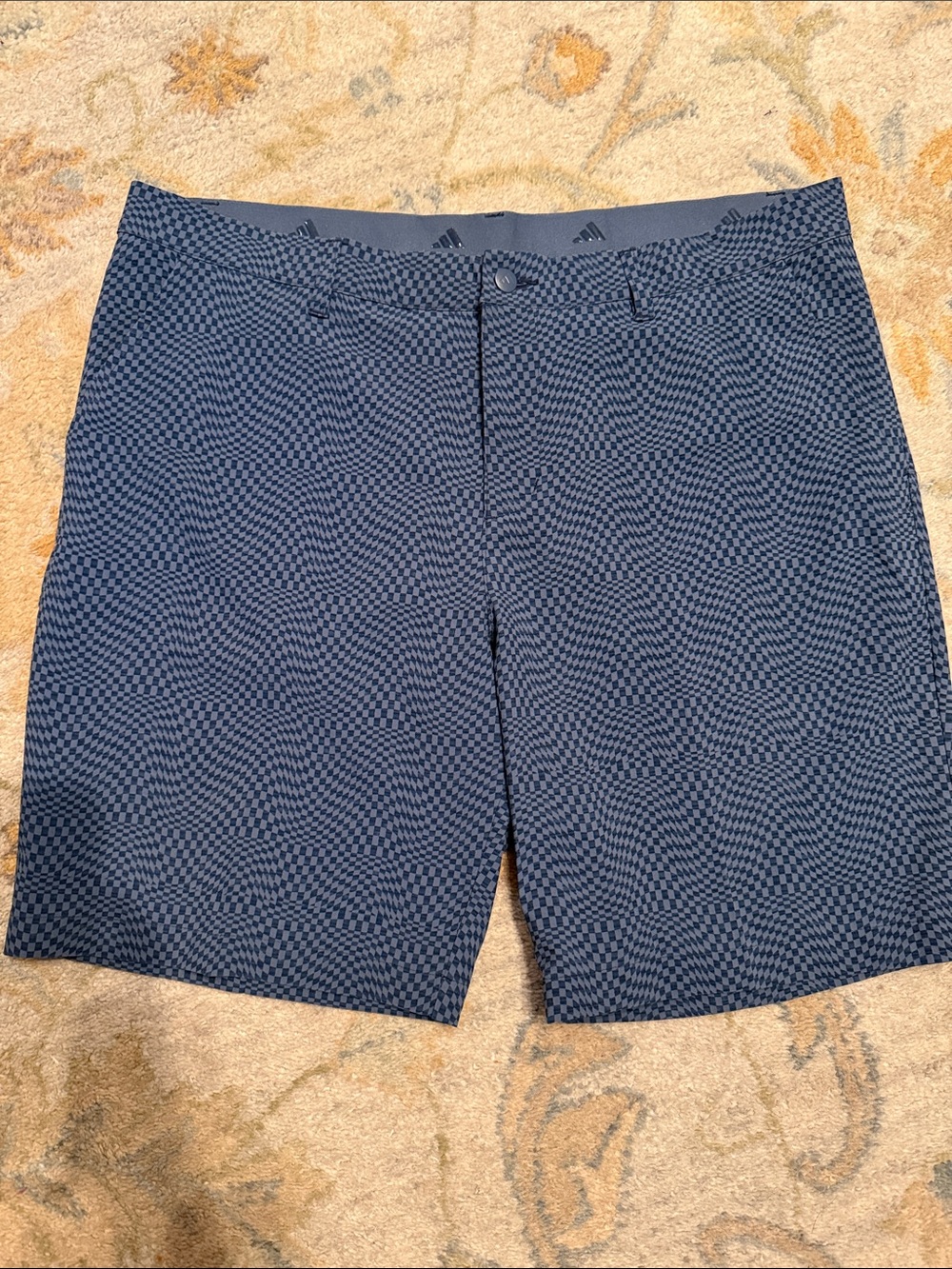 adidas Men's Navy Blue Patterned Golf Shorts